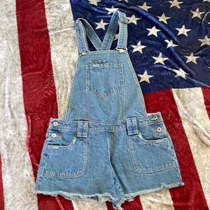 Denim bib overall shorts. Size 11.